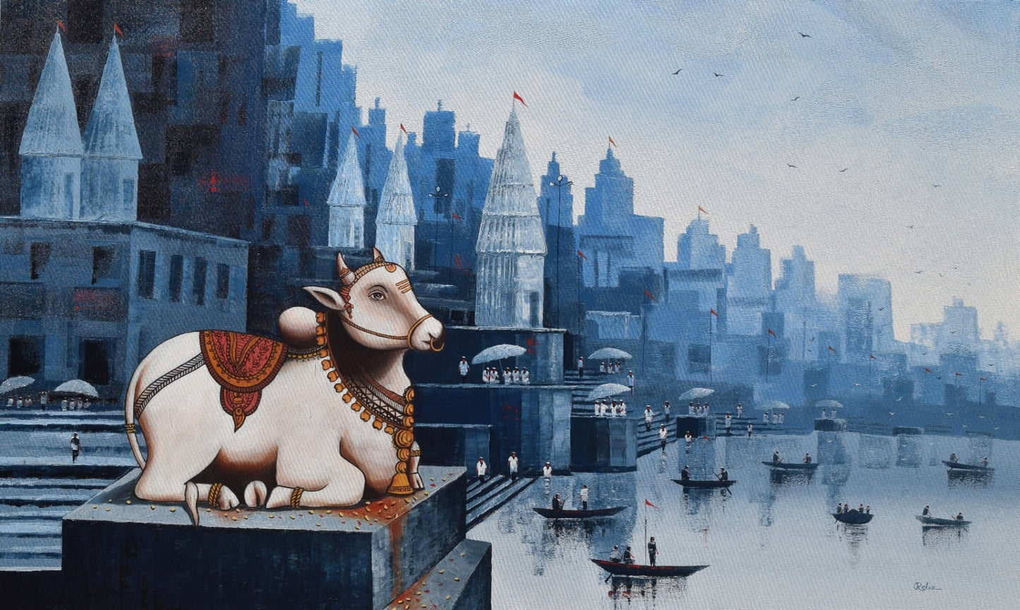 nandi on banaras ghat